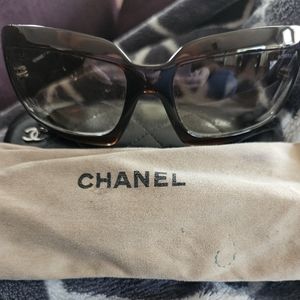 Authentic Brown Chanel Mother of Pearl Sunglasses